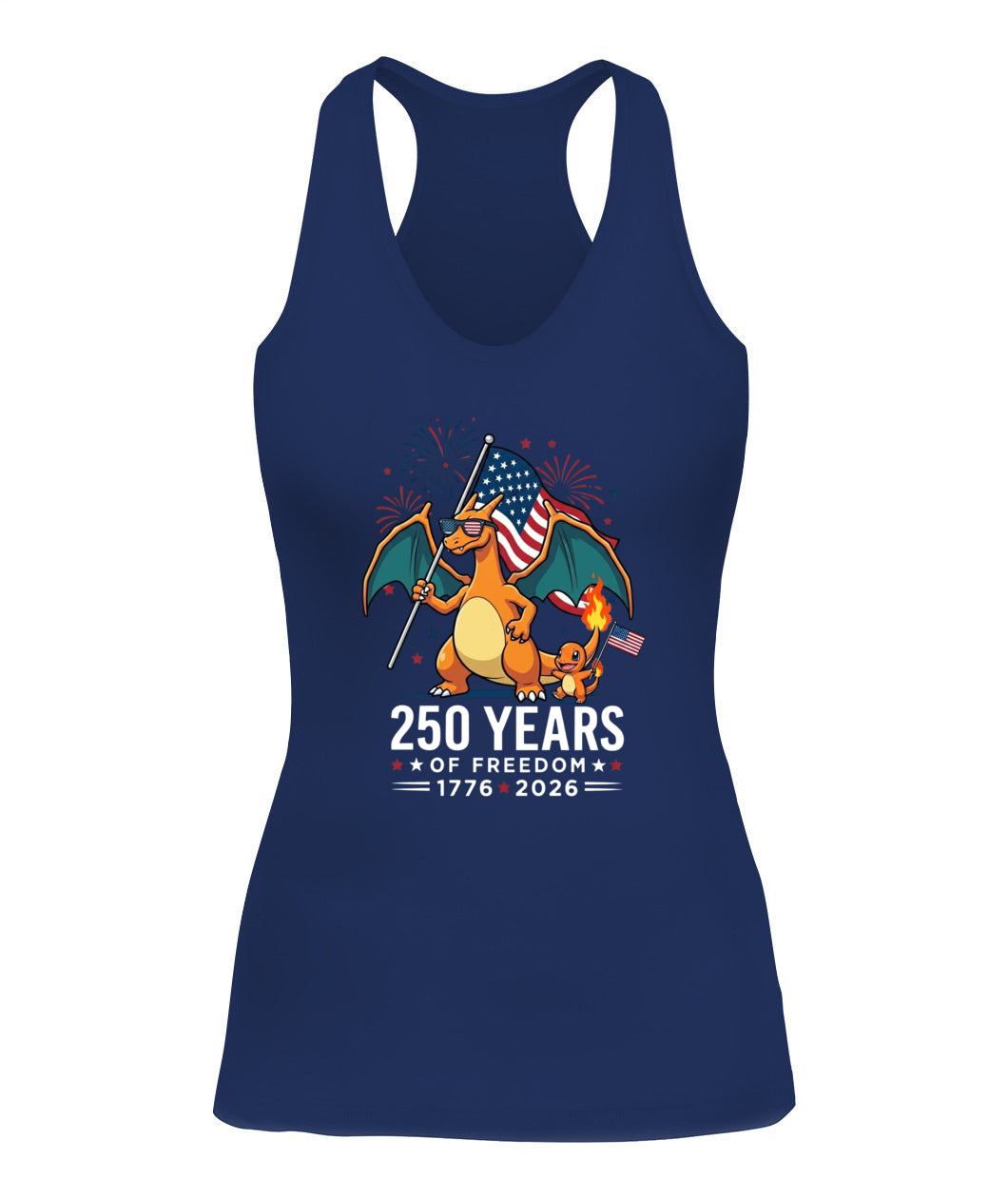 Charizard Charmander 250 Years of Freedom 1776–2026 Patriotic Printed Graphic Hoodie Sweatshirt T-Shirt