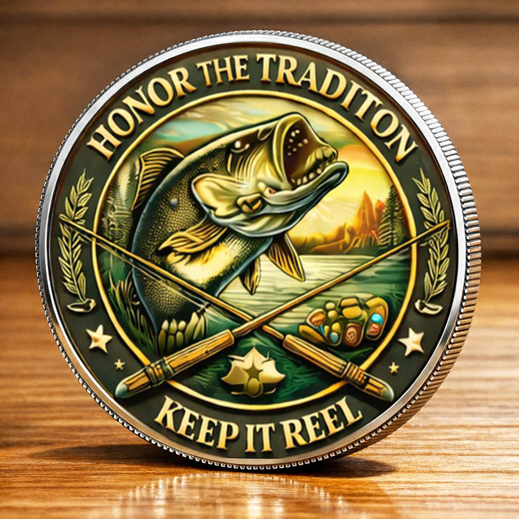Keep It Reel Printed Commemorative Coin With Pocket Hug Leather Keychain