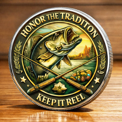 Keep It Reel Printed Commemorative Coin With Pocket Hug Leather Keychain