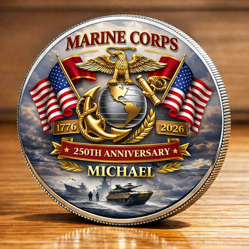 USA 250th Anniversary U.S. Marine Corps - Custom Name Printed Commemorative Coin