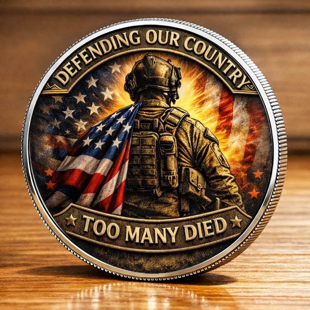 I Support Veterans Before Illegals Printed Commemorative Coin With Pocket Hug Leather Keychain