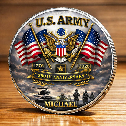USA 250th Anniversary U.S. Army - Custom Name Printed Commemorative Coin