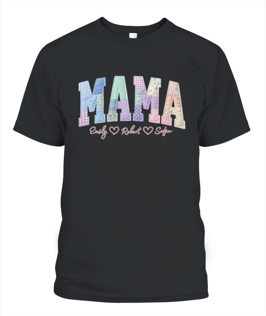 Personalized Mama Gigi Grandma Custom  Faux 3D Patchwork T-Shirt Sweatshirt