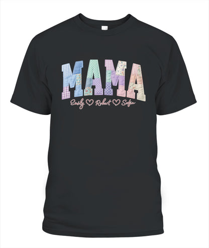Personalized Mama Gigi Grandma Custom  Faux 3D Patchwork T-Shirt Sweatshirt