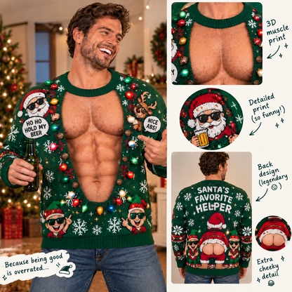 Christmas Funny Hoho Hold My Beer Ugly Sweatshirt