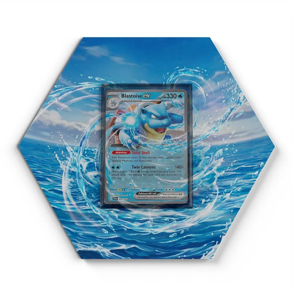 30/142 Blastoise EX Pokémon Card Artwork Hexagon Display