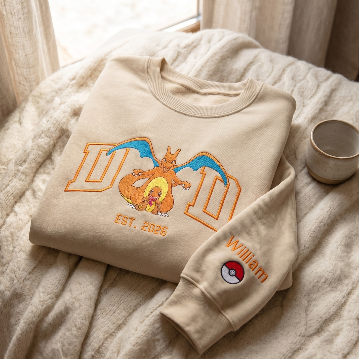 Embroidered PKM Characters Father's Day Gift Hoodie Sweatshirt T-Shirt