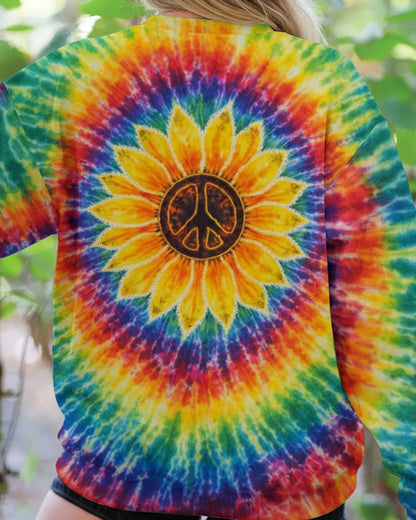 Sunflower Swirl Tie Dye Printed Hoodie Sweatshirt T-Shirt
