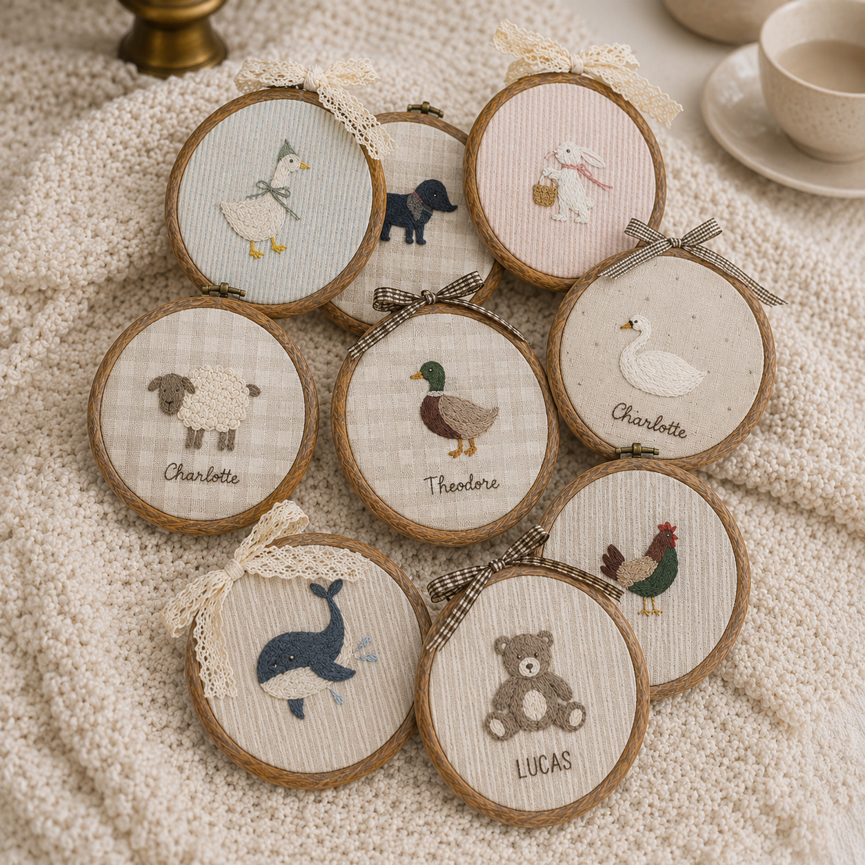 Custom Pet Portrait Embroidery Hoop – Personalized Animal Memorial Wall Art