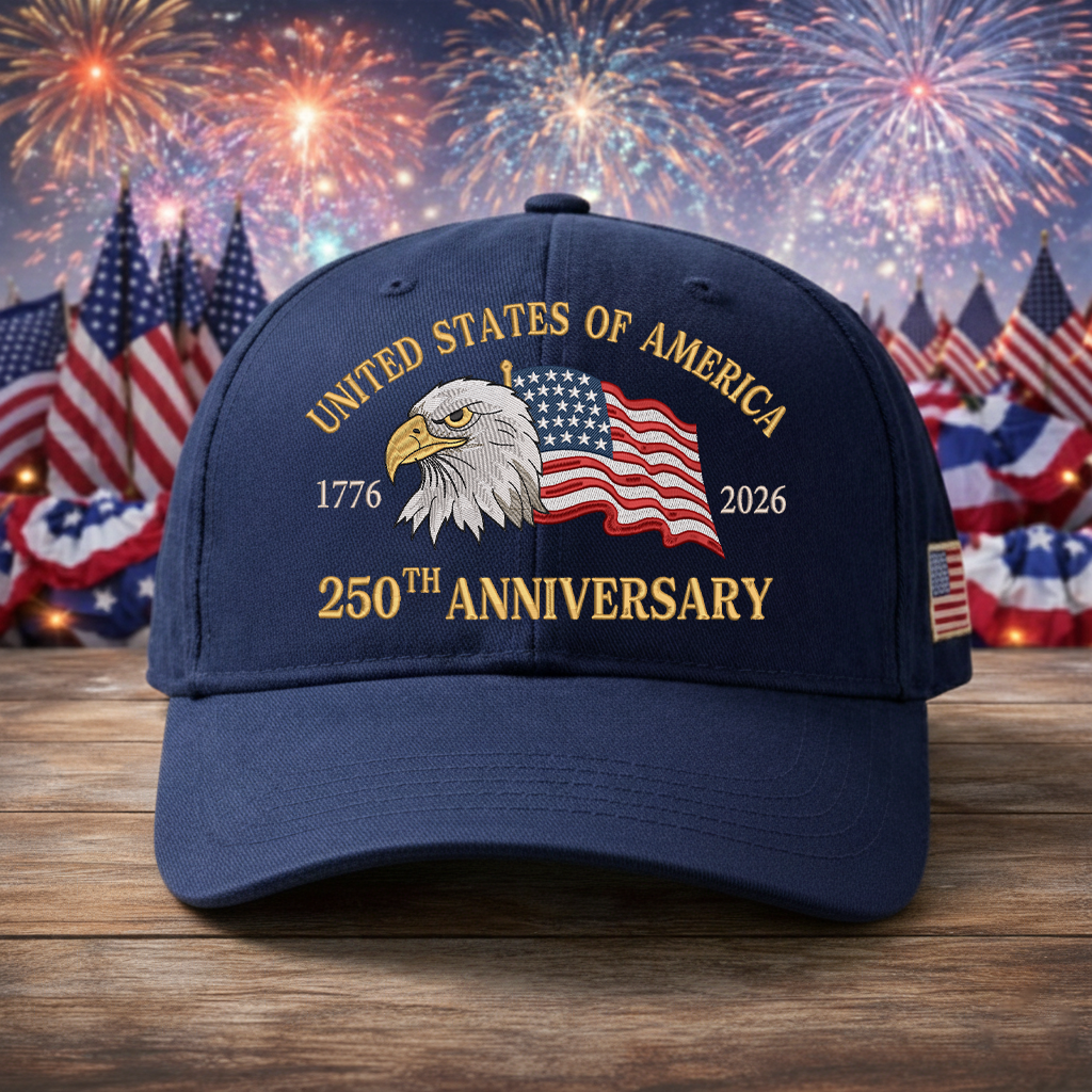 Embroidered USA 250th Anniversary Quarter-Zip Sweatshirt, Hoodie Sweatshirt T-Shirt