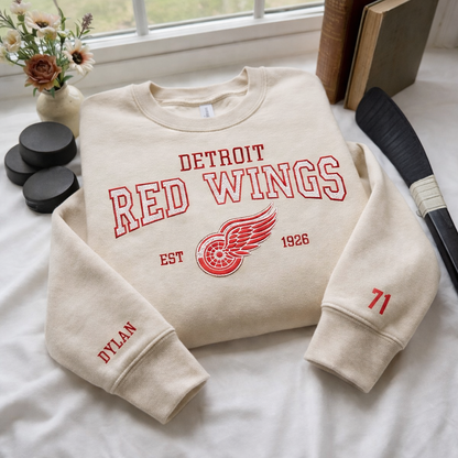 Embroidered Detroit Red Wings Hockey Quarter-Zip Sweatshirt, Hoodie Sweatshirt T-Shirt