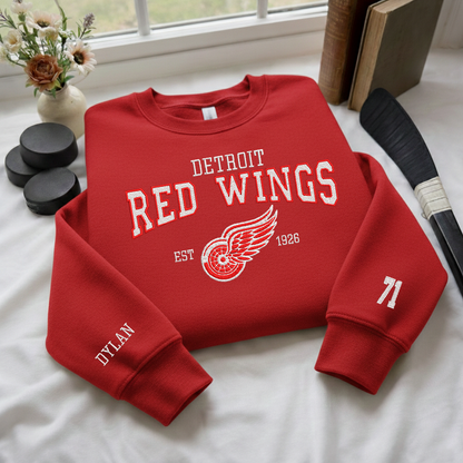 Embroidered Detroit Red Wings Hockey Quarter-Zip Sweatshirt, Hoodie Sweatshirt T-Shirt