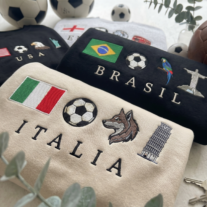 Embroidered World Cup 2026 National Football Teams Quarter-Zip Sweatshirt, Hoodie Sweatshirt T-Shirt