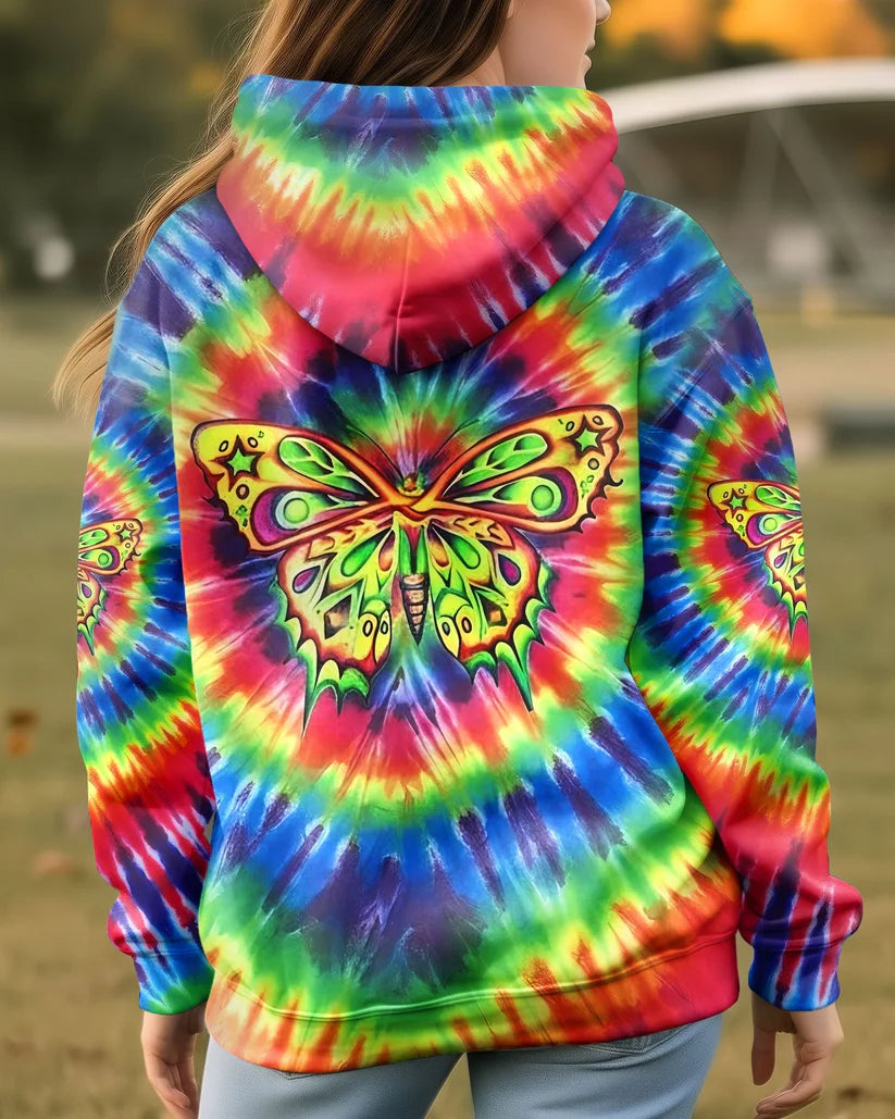 Rainbow Swirl Butterfly Printed Hoodie Sweatshirt T-Shirt