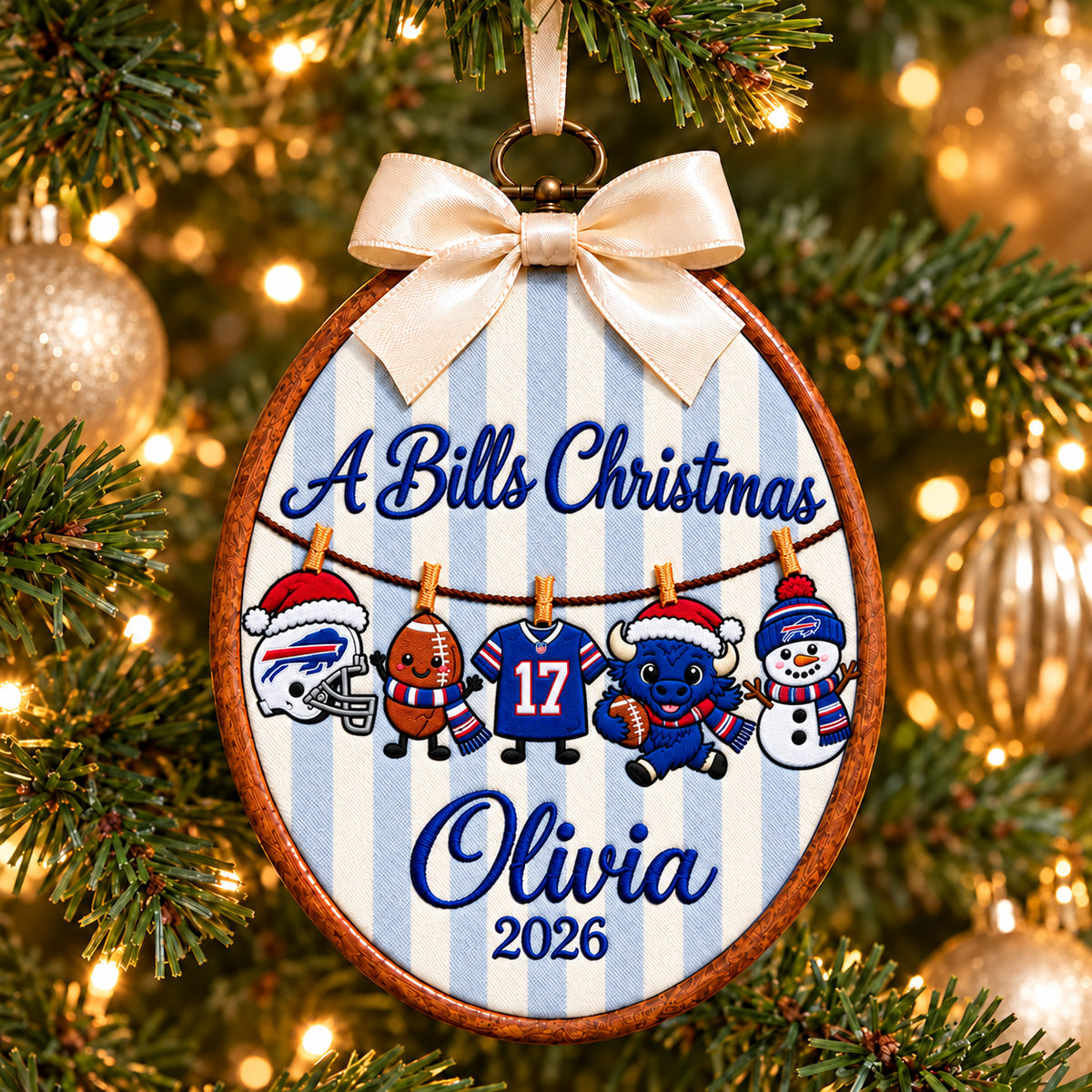 Personalized Football Team Custom Name Christmas Hoop