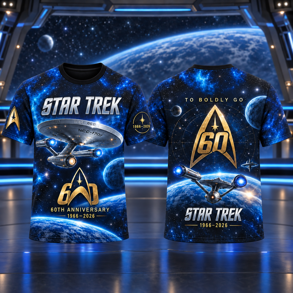 Star Trek 60th Anniversary AOP T-Shirt Sweatshirt Hoodie