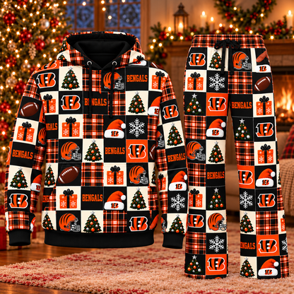 Personalized Bengals Christmas Sweatshirt and Lounge Pants