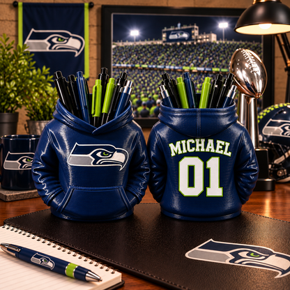 Seattle Seahawks Personalized Hoodie Candy & Pen Holder – Custom Name & Number, 3D-Printed PLA