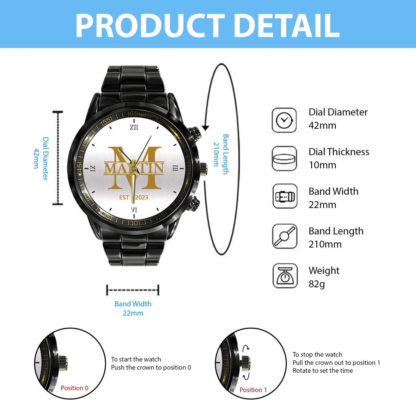 Personalized Name & Year Watch Father's Day Gift For Him
