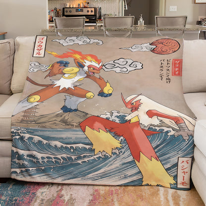 PKM Infernape & Blaziken Custom Fleece Blanket