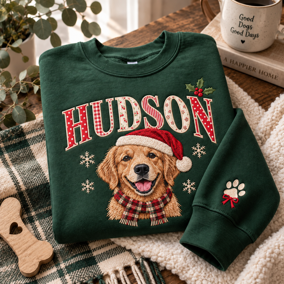 Personalized Christmas Dog Photo & Name Sweatshirt