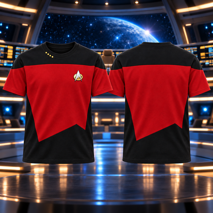 Star Trek Inspired Command Uniform T-Shirt, Red and Black Captain Style