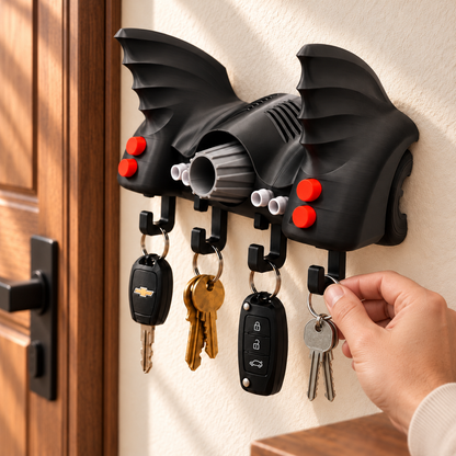 Batmobile Key Holder, Back to the Future Inspired Wall Key Rack, 3D Printed Car Key Holder