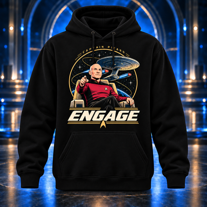 Engage Hoodie, Black Graphic Pullover