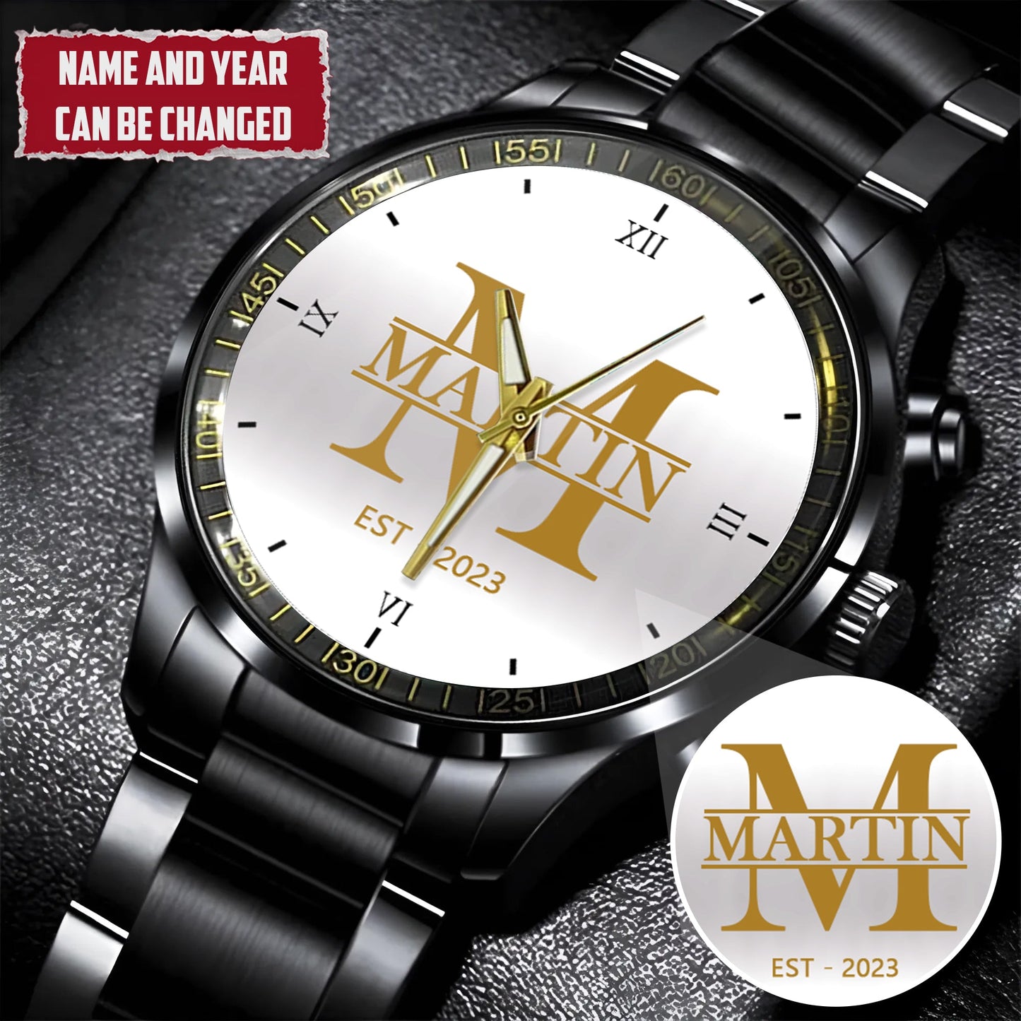 Personalized Name & Year Watch Father's Day Gift For Him