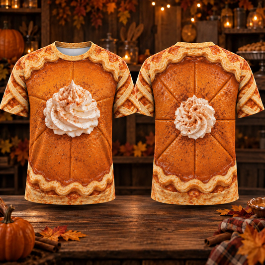 Pumpkin Pie 3D Illusion AOP T-Shirt Sweatshirt Hoodie