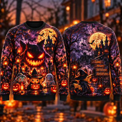 Halloween PKM Same Night Different Adventures AOP T-Shirt Sweatshirt Hoodie