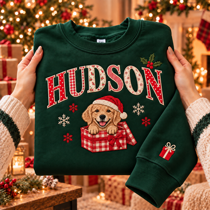 Personalized Christmas Dog Photo & Name Sweatshirt