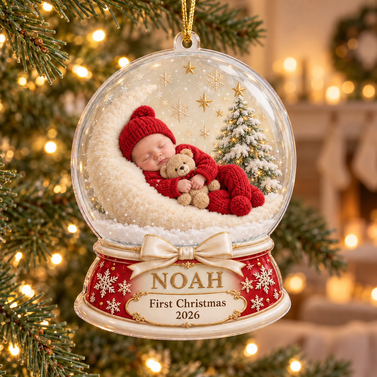Personalized Custom Baby 1st Christmas Acrylic Ornament – Custom Name Holiday Gift
