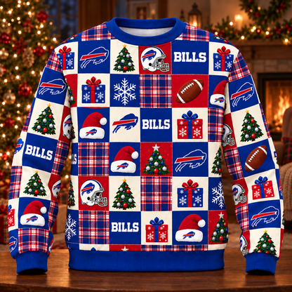 Personalized Bills Christmas Sweatshirt and Lounge Pants