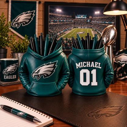 Philadelphia Eagles Personalized Hoodie Candy & Pen Holder – Custom Name & Number, 3D-Printed PLA