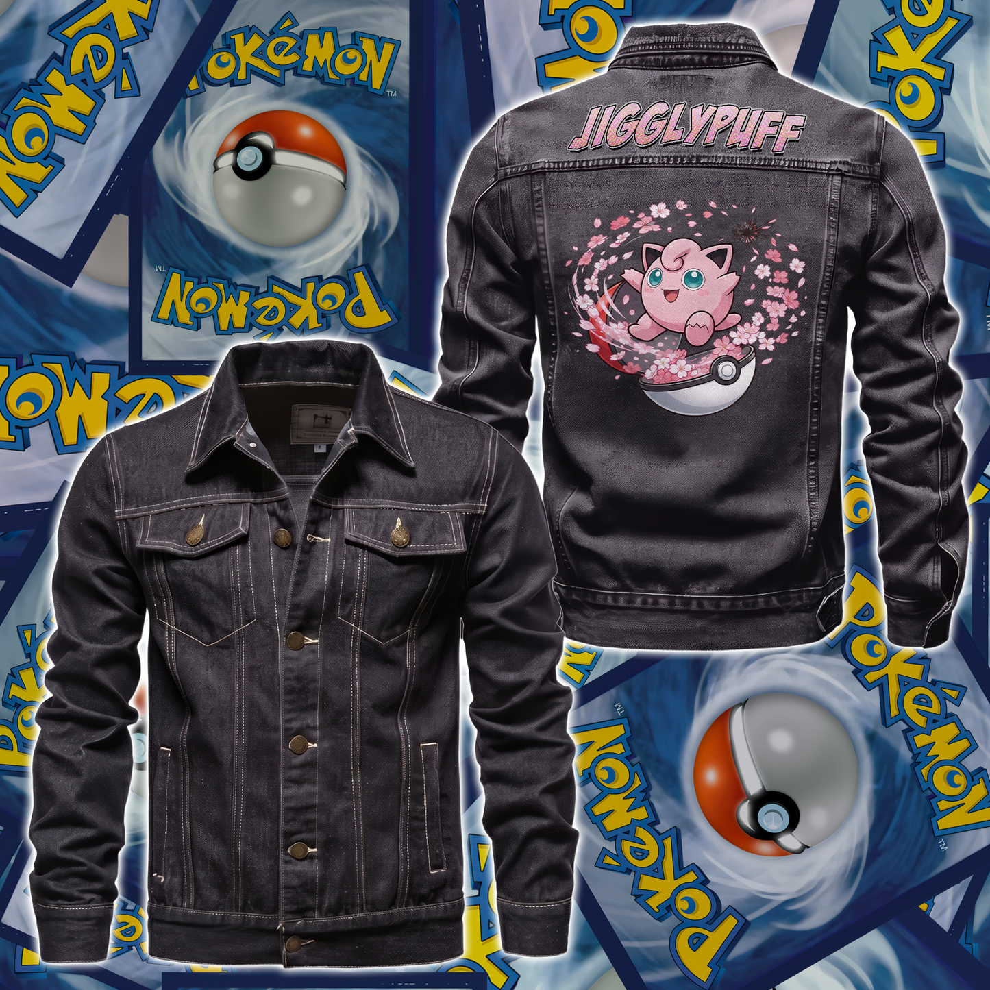 PKM Jigglypuff Custom Lightweight Denim Jacket