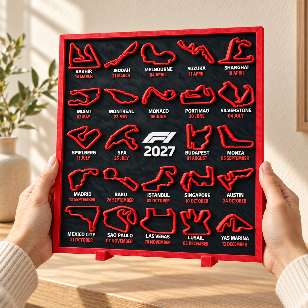 2027 F1 Inspired Circuit Display Board, 3D Printed Race Track Art, Motorsport Desk Decor, Racing Fan Gift