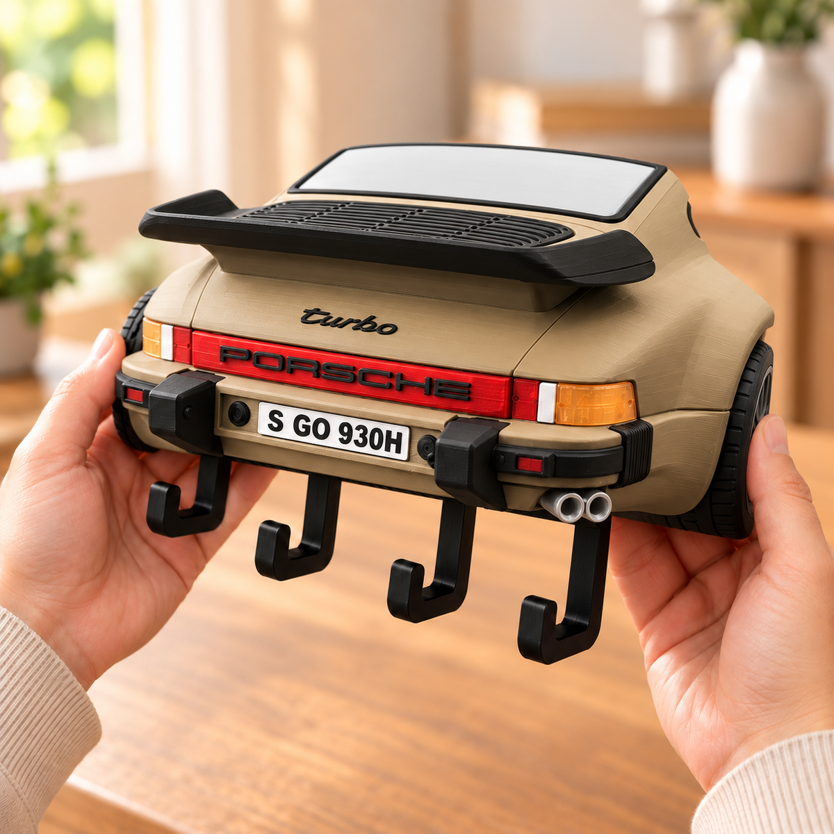 Porsche 911 Key Holder, Back to the Future Inspired Wall Key Rack, 3D Printed Car Key Holder