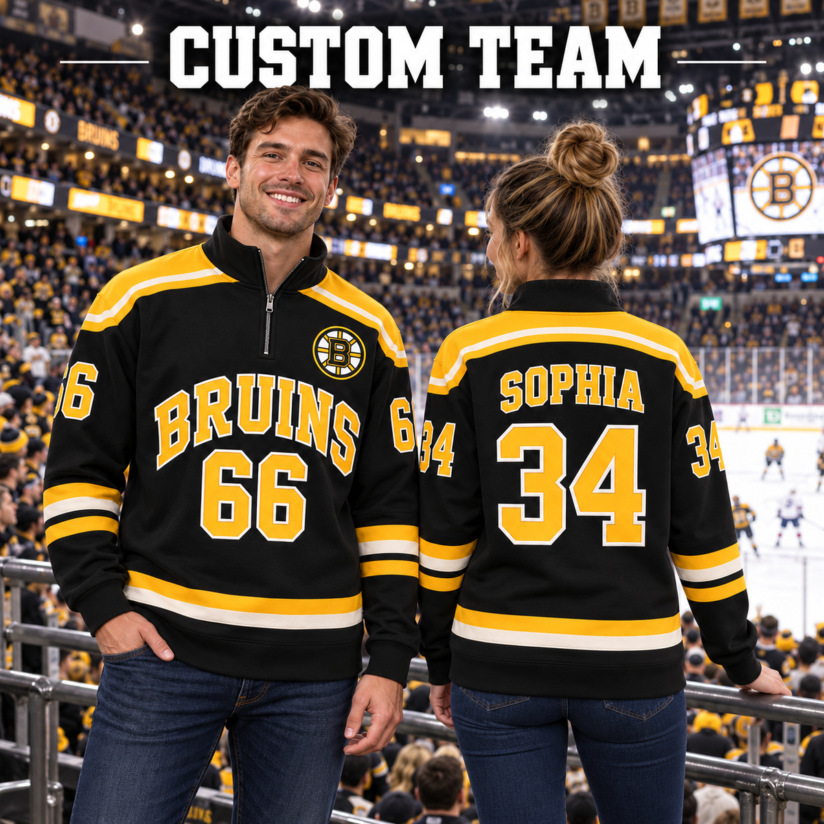 Personalized Custom Team Quarter-Zip Sweatshirt, Custom Name and Number