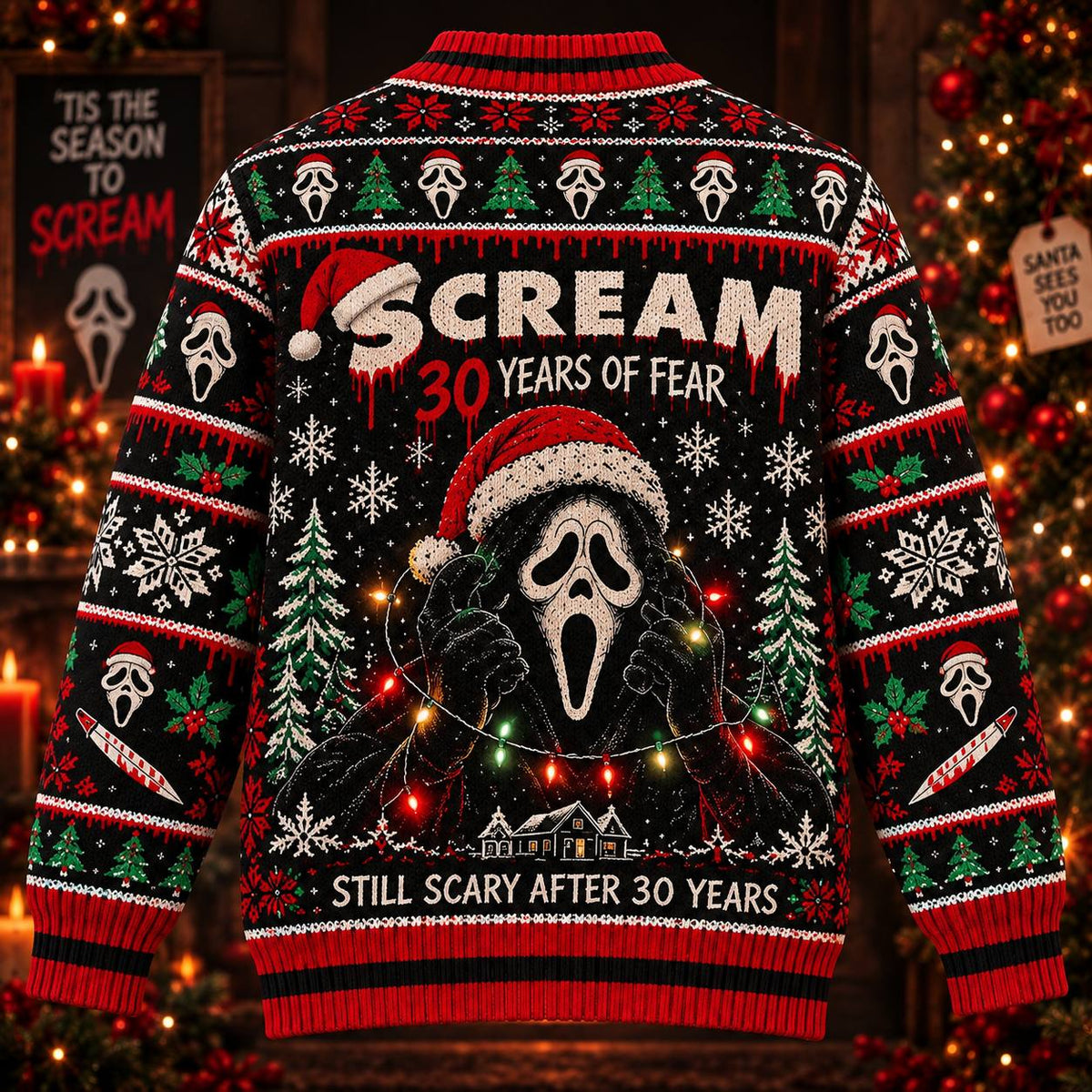 Christmas Scream 30th Anniversary Ugly Cardigan