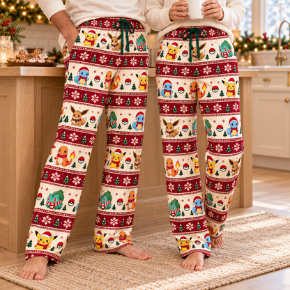 PKM Christmas Lounge Pants, Red Plaid Lounge Pants for Men and Women, Matching Couples Loungewear