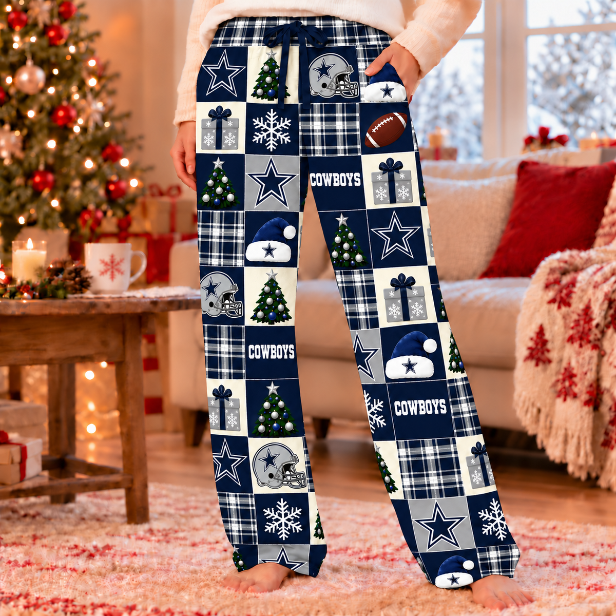 Personalized Cowboys Christmas Sweatshirt and Lounge Pants