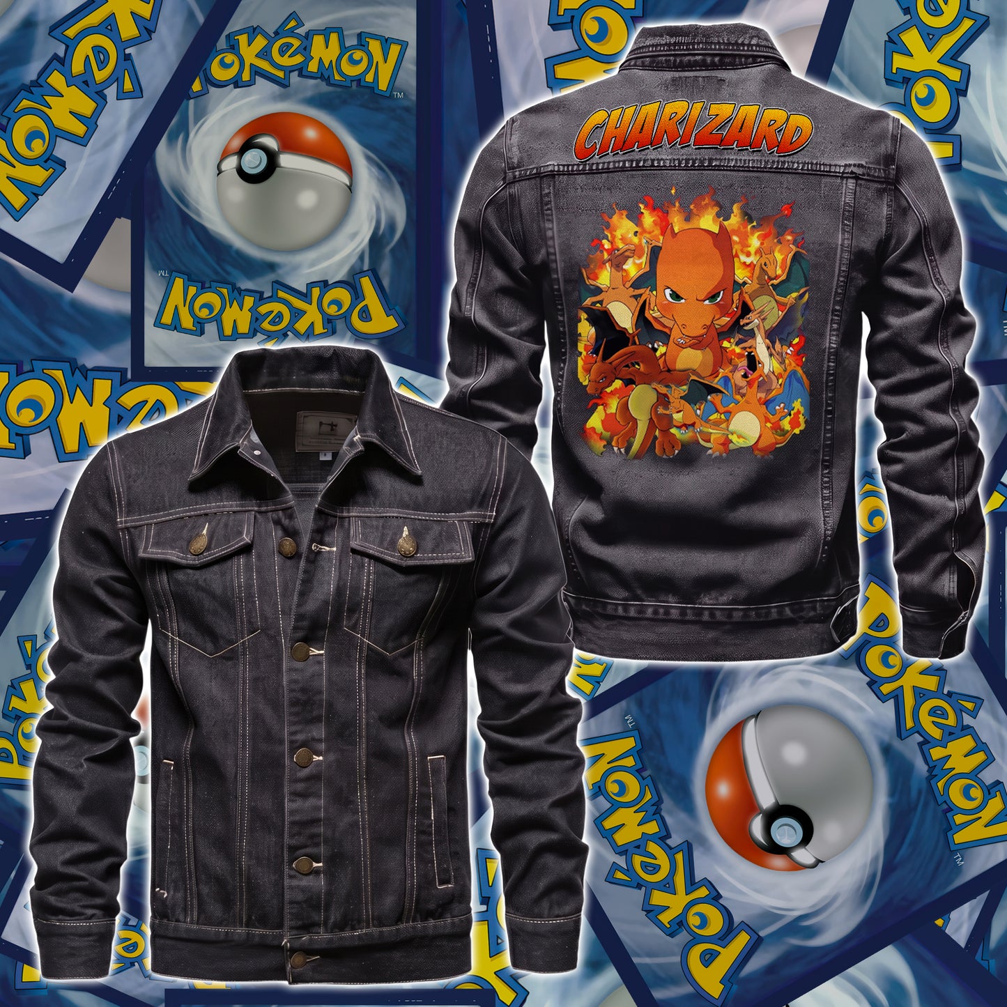 PKM Charizard Custom Lightweight Denim Jacket