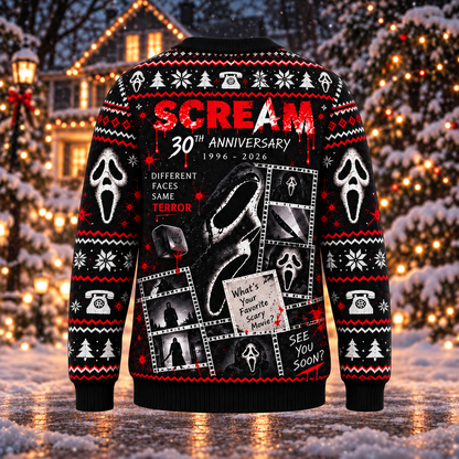 Scream 30th Anniversary Knit-Effect Ugly Christmas Sweatshirt