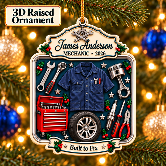 Personalized 3D Raised Acrylic Mechanic Custom Name Ornament