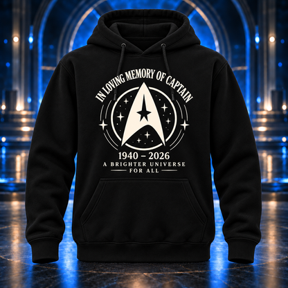 In Loving Memory Of Captain Hoodie, Black Graphic Pullover