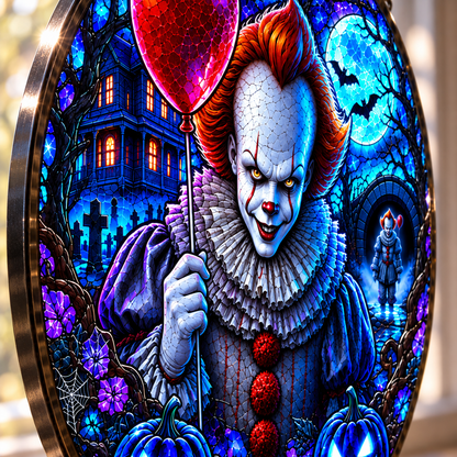 Halloween Neon Pennywise Glass Suncatcher