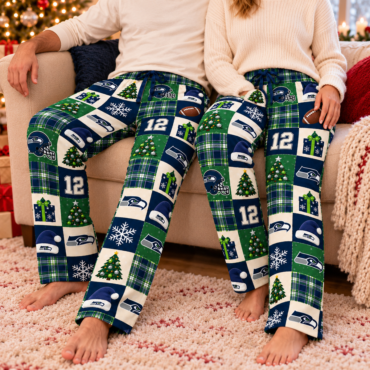 Personalized Custom Football Team Christmas Lounge Pants