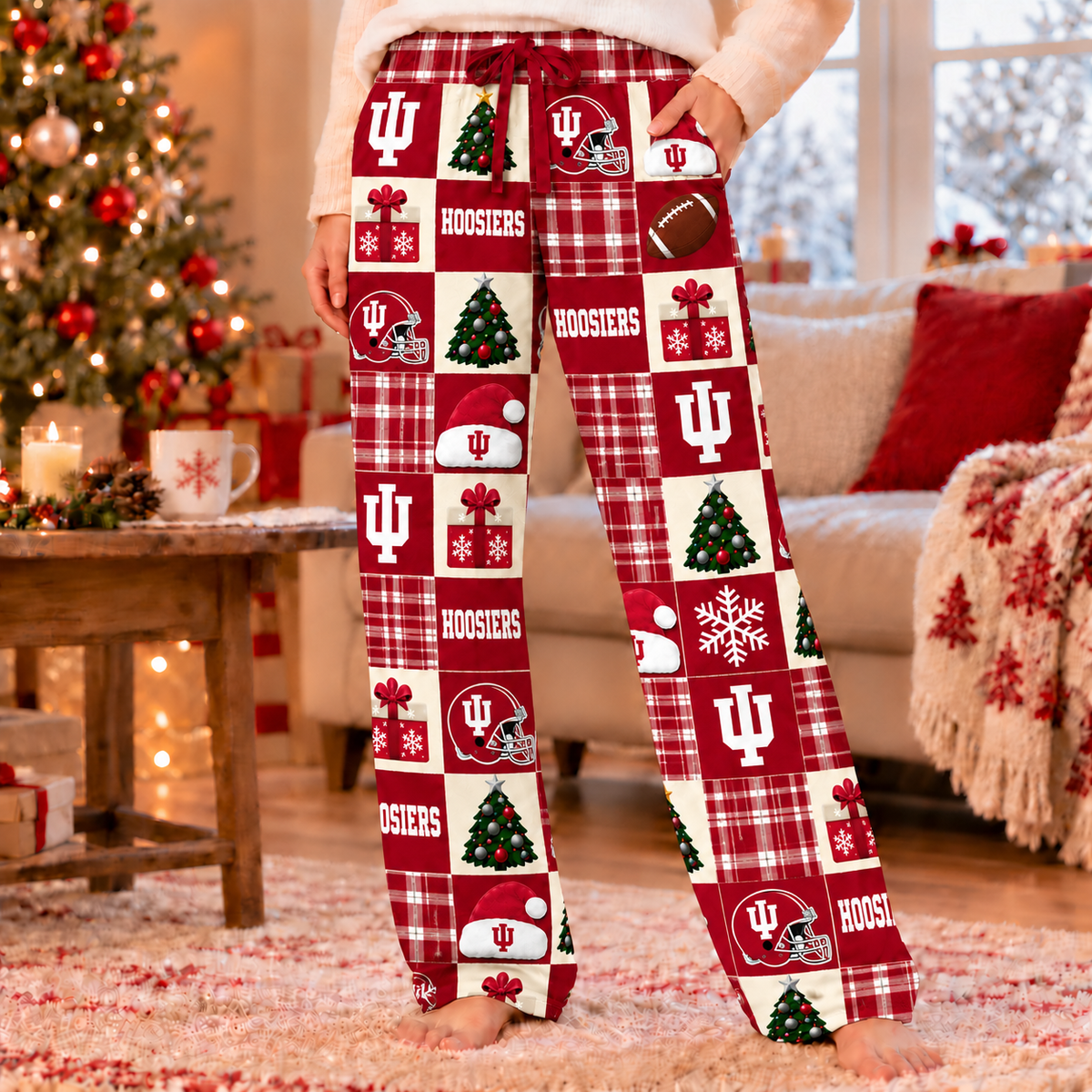 Personalized Hoosiers Christmas Sweatshirt and Lounge Pants