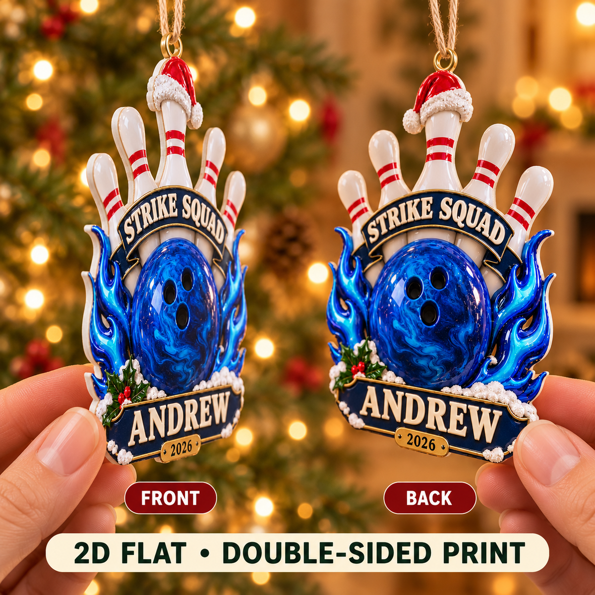 Personalized Custom Bowling Team Acrylic Ornament – Custom Name Holiday Gift